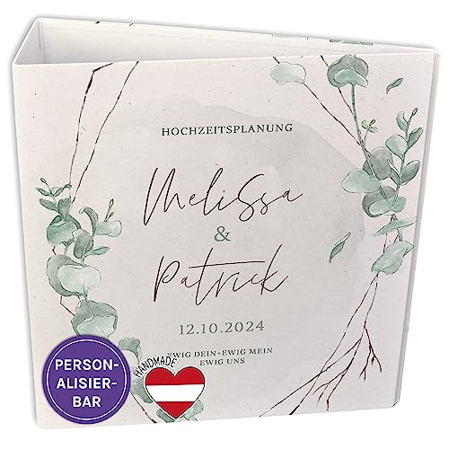 FEENSTAUB Ordner A4 Hochzeit, Mappe mit Namen und Datum personalisierbar, Hochzeitsplaner Ordner, Motivordner A4, Hochzeitsordner, Binder, Sammelordner, Aktenordner A4 bunt, Motiv Eukalyptus FEENSTAUB Ordner A4 Hochzeit, Mappe mit Namen und Datum personalisierbar, Hochzeitsplaner Ordner, Motivordner A4, Hochzeitsordner, Binder, Sammelordner, Aktenordner A4 bunt, Motiv Eukalyptus von Feenstaub