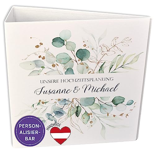 FEENSTAUB Ordner A4 Hochzeit, Mappe mit Namen und Datum personalisierbar, Hochzeitsplaner Ordner, Motivordner A4, Hochzeitsordner, Binder, Sammelordner, Aktenordner A4 bunt, Motiv Eukalyptus FEENSTAUB Ordner A4 Hochzeit, Mappe mit Namen und Datum personalisierbar, Hochzeitsplaner Ordner, Motivordner A4, Hochzeitsordner, Binder, Sammelordner, Aktenordner A4 bunt, Motiv Eukalyptus von Feenstaub