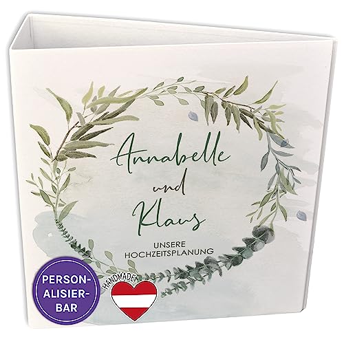 FEENSTAUB Ordner A4 Hochzeit, Personalisierbare Mappe Mit Namen und Datum, Hochzeitsplaner, Motivordner, Binder, Sammelordner, Hochzeitsordner, Aktenordner Bunt, Motiv Kranz FEENSTAUB Ordner A4 Hochzeit, Personalisierbare Mappe Mit Namen und Datum, Hochzeitsplaner, Motivordner, Binder, Sammelordner, Hochzeitsordner, Aktenordner Bunt, Motiv Kranz von Feenstaub
