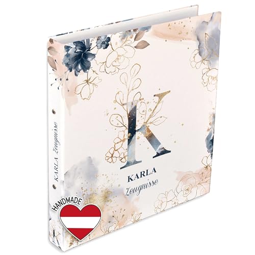 FEENSTAUB Personalisierte Zeugnismappe, Dokumentenmappe für Zeugnisse, Mappe mit Namen und Wunschtext, Zeugnisringbuch A4, Geschenk zur Einschulung, Mappe mit Monogramm FEENSTAUB Personalisierte Zeugnismappe, Dokumentenmappe für Zeugnisse, Mappe mit Namen und Wunschtext, Zeugnisringbuch A4, Geschenk zur Einschulung, Mappe mit Monogramm von Feenstaub