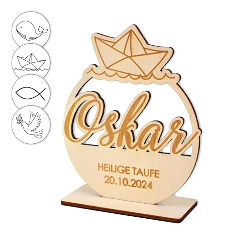 FEENSTAUB Tischdeko Taufe, personalisierter Tischaufsteller aus Holz, Deko Tauffeier, Holzdeko mit Namen, Cake Topper mit Taufsymbol, Topper Taufe Name personalisiert FEENSTAUB Tischdeko Taufe, personalisierter Tischaufsteller aus Holz, Deko Tauffeier, Holzdeko mit Namen, Cake Topper mit Taufsymbol, Topper Taufe Name personalisiert von Feenstaub