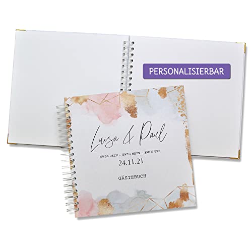 FEENSTAUB Gästebuch Hochzeit, Hochzeitsgästebuch personalisiert [Handmade] Ringbuch [made in Austria], Hochzeit Gästebuch blanko, Fotoalbum, personalisiertes Hochzeitsbuch, Geschenk Hochzeit von Feenstaub
