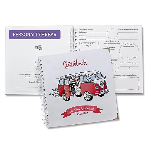 FEENSTAUB Gästebuch Hochzeit mit Fragen zum Ausfüllen, Hochzeitsgästebuch personalisiert, Hochzeit Gästebuch, Bulli, personalisiertes Hochzeitsbuch Vorgedruckte Fragen für Gäste, Gästebuch Fragen FEENSTAUB Gästebuch Hochzeit mit Fragen zum Ausfüllen, Hochzeitsgästebuch personalisiert, Hochzeit Gästebuch, Bulli, personalisiertes Hochzeitsbuch Vorgedruckte Fragen für Gäste, Gästebuch Fragen von Feenstaub