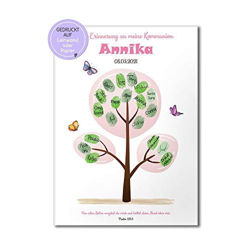 Feenstaub Personalisierbarer Fingerabdruck-Print mit Name und Spruch für Erstkommunion, Konfirmation, Firmung oder Jugendweihe, Baum, Alternative zum Gästebuch, Geschenkidee Feenstaub Personalisierbarer Fingerabdruck-Print mit Name und Spruch für Erstkommunion, Konfirmation, Firmung oder Jugendweihe, Baum, Alternative zum Gästebuch, Geschenkidee von Feenstaub