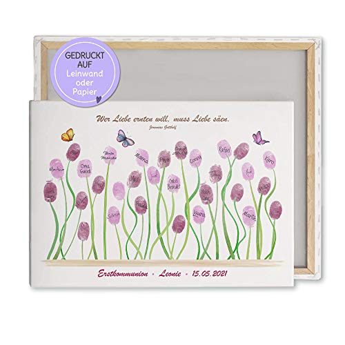 Feenstaub Personalisierbarer Fingerabdruck-Print mit Name und Spruch für Erstkommunion, Konfirmation, Firmung oder Jugendweihe, Blumenwiese, Alternative zum Gästebuch, Geschenkidee Feenstaub Personalisierbarer Fingerabdruck-Print mit Name und Spruch für Erstkommunion, Konfirmation, Firmung oder Jugendweihe, Blumenwiese, Alternative zum Gästebuch, Geschenkidee von Feenstaub