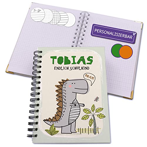 Feenstaub Personalisierbares Notizbuch für Kinder, Notizbuch A5, Geschenk zum Schulstart, Hardcover, Tagebuch Schulkind, personalisiertes Buch mit Name, Malbuch a5, Dino Ringbuch Dinosaurier Feenstaub Personalisierbares Notizbuch für Kinder, Notizbuch A5, Geschenk zum Schulstart, Hardcover, Tagebuch Schulkind, personalisiertes Buch mit Name, Malbuch a5, Dino Ringbuch Dinosaurier von Feenstaub