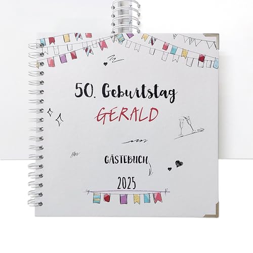 Feenstaub Gästebuch Geburtstag, Geburtstagsgästebuch personalisiert [Handmade] Ringbuch [made in Austria], Erinnerungsalbum blanko, Fotoalbum, personalisiertes Buch, Geschenk Geburtstag, Wimpel von Feenstaub