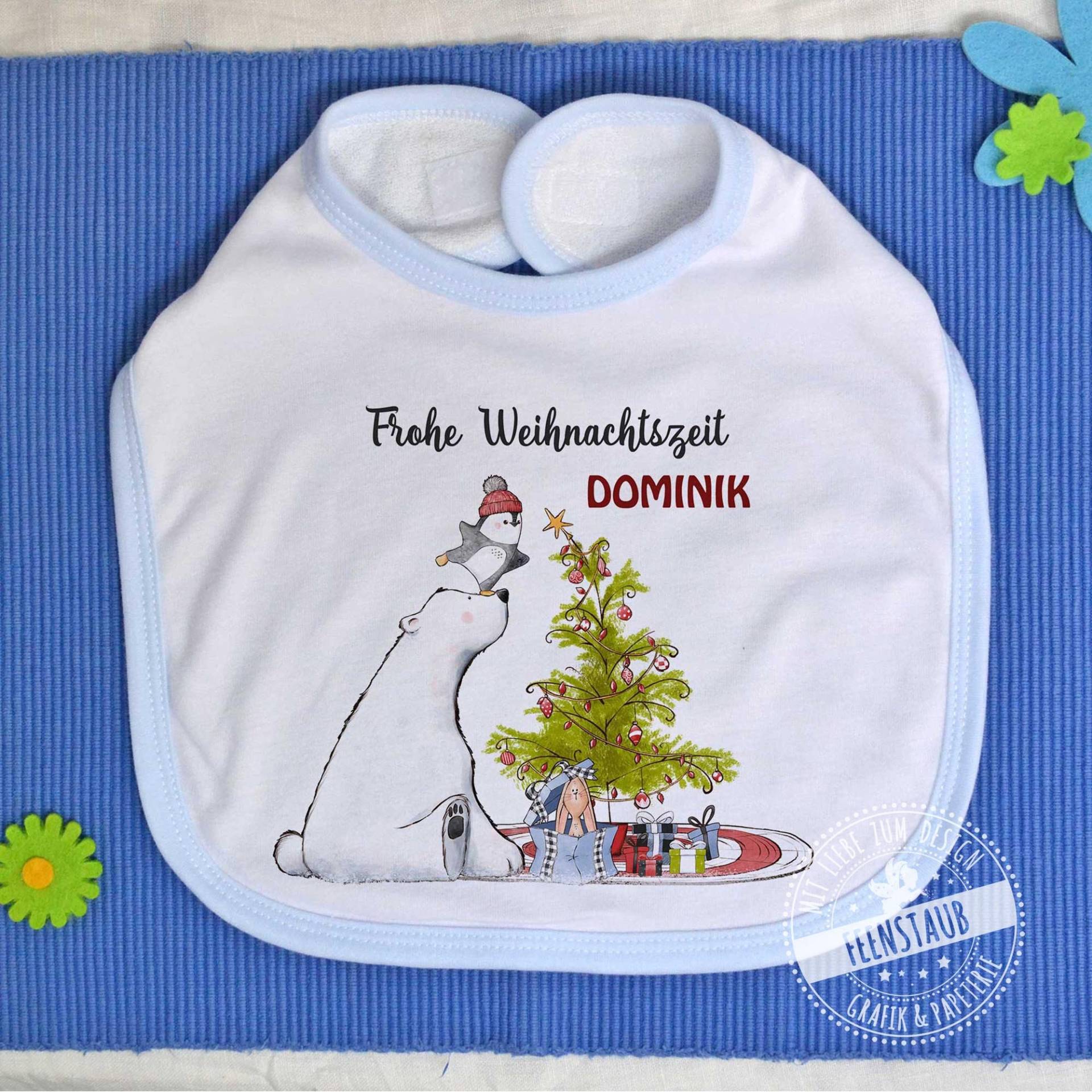 Weihnachten Baby-Lätzchen Personalisiert Mit Namen, Erstes Weihnachtsfest Für Baby, Mein Weihnachten, Geschenk Zum Nikolo, Rosa Blau Weihnachten Baby-Lätzchen Personalisiert Mit Namen, Erstes Weihnachtsfest Für Baby, Mein Weihnachten, Geschenk Zum Nikolo, Rosa Blau von FeenstaubHandmade