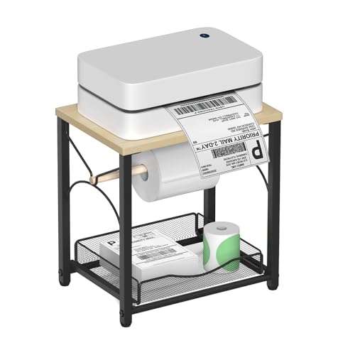Feestars Etikettenhalter für Rollen und Fächerfalz-Etiketten, Versandetikettenhalter aus Holz, Desktop-Thermodruckerständer, Thermodrucker-Zubehör für Zuhause, Büro, kleine Unternehmen von Feestars