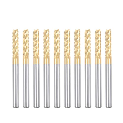Feeuid 10 Stück Titanbeschichtete Hartmetall-Schaftfräser, Gravurfräser, CNC-Fräser für Leiterplattenmaschinen, 1/8 Schaft, 3 mm Feeuid 10 Stück Titanbeschichtete Hartmetall-Schaftfräser, Gravurfräser, CNC-Fräser für Leiterplattenmaschinen, 1/8 Schaft, 3 mm von Feeuid