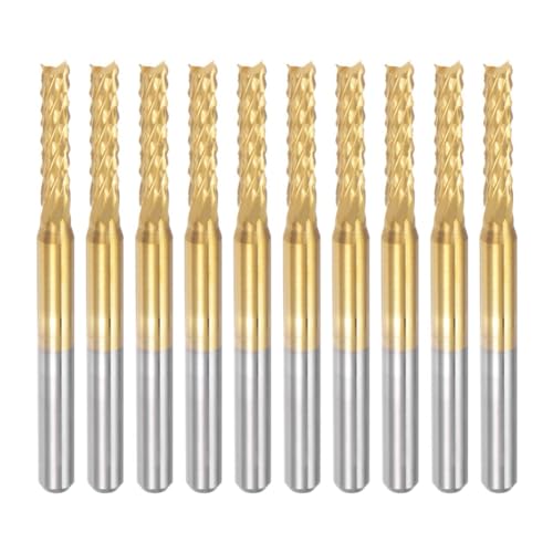 Feeuid 10 Stück Titanbeschichtete Hartmetall-Schaftfräser, Gravurfräser, CNC-Fräser für Leiterplattenmaschinen, 1/8 Schaft 2,4 mm Feeuid 10 Stück Titanbeschichtete Hartmetall-Schaftfräser, Gravurfräser, CNC-Fräser für Leiterplattenmaschinen, 1/8 Schaft 2,4 mm von Feeuid