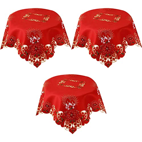 Feeuid 3 x bestickte Weihnachts-Tischdecke, rund, ausgehöhlt, für Bankette, Xams, 33 Zoll Feeuid 3 x bestickte Weihnachts-Tischdecke, rund, ausgehöhlt, für Bankette, Xams, 33 Zoll von Feeuid