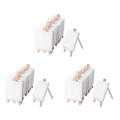 Feeuid 4 x 4 Mini Canvas und 8 x 16 cm Mini Staffelei aus zum Malen Zeichnen Schule Studenten Künstler Lieferungen, 36 Pack von Feeuid
