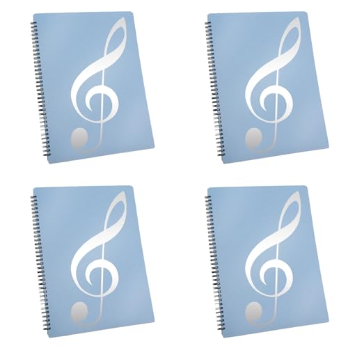 Feeuid 4 x Notenordner, Kapazität 60 Seiten, /Notenhalter, geeignet für A4-Letter-Format, beschreibbar und abnehmbar (Blau) von Feeuid