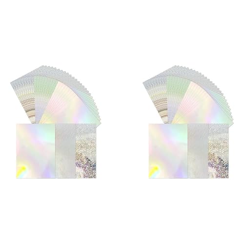 Feeuid Packung mit 60 holografischen Karten, metallisch, glänzend, fluoreszierend, A4, dicke Karten, Spiegelpapier, zum Basteln von Karten und Scrapbooking Feeuid Packung mit 60 holografischen Karten, metallisch, glänzend, fluoreszierend, A4, dicke Karten, Spiegelpapier, zum Basteln von Karten und Scrapbooking von Feeuid