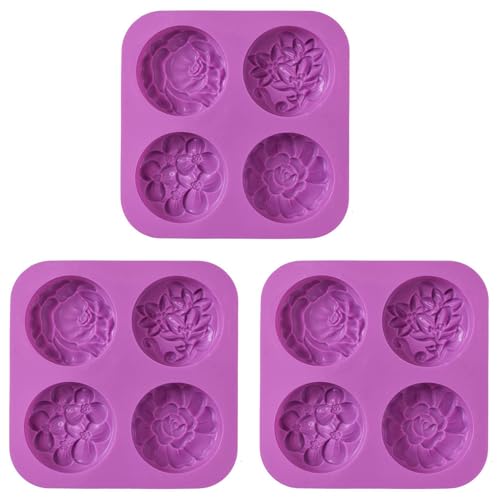 Feeuid Seifenformen aus Silikon für Blumen, Form für hausgemachte Seife, Muffin, Pudding, Gelee und Käsekuchen (3 Stück) von Feeuid