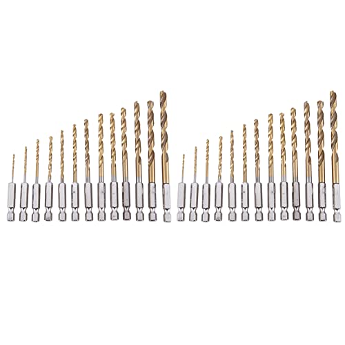 Feeuid Titanbeschichtetes HSS-Bohrer-Set 26 Stück mit Sechskantschaft von 1/4 Zoll Feeuid Titanbeschichtetes HSS-Bohrer-Set 26 Stück mit Sechskantschaft von 1/4 Zoll von Feeuid