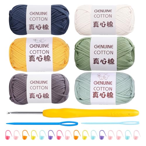 Grobes Garn zum Häkeln, 6 Farben x 50 g, Häkelgarn für Anfänger, Baumwollgarn, Acrylgarn, Stricken, farbige Wolle zum Häkeln, Stricken und Basteln, mehrfarbig Grobes Garn zum Häkeln, 6 Farben x 50 g, Häkelgarn für Anfänger, Baumwollgarn, Acrylgarn, Stricken, farbige Wolle zum Häkeln, Stricken und Basteln, mehrfarbig von Fegat