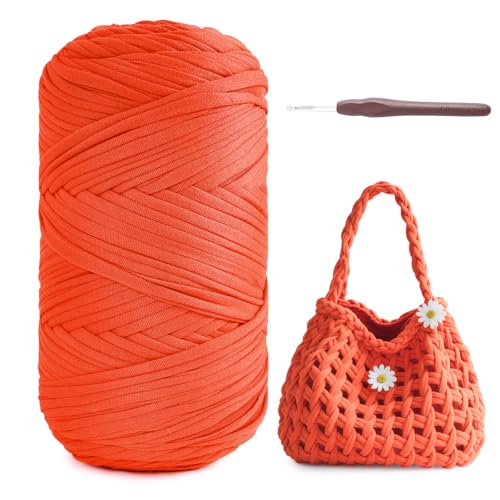 T-Shirt Garn 400g/120m Bändchengarn zum Stricken und Häkeln, Dickes Ribbon Crochet Yarn Strickgarn, Stoff, Häkelgarn für Taschen, Körbe Polyester mit einer 6mm Rot T-Shirt Garn 400g/120m Bändchengarn zum Stricken und Häkeln, Dickes Ribbon Crochet Yarn Strickgarn, Stoff, Häkelgarn für Taschen, Körbe Polyester mit einer 6mm Rot von Fegat