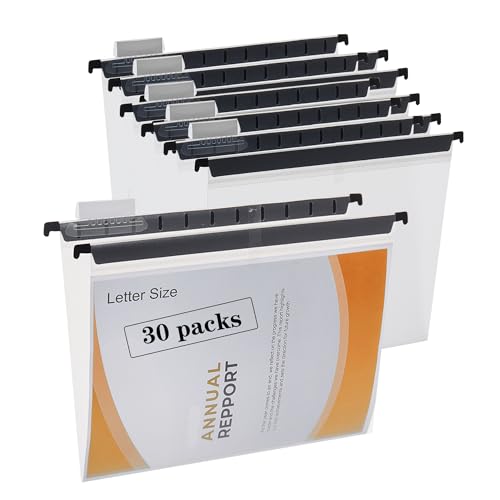 Fei Bi 30 Stück transparente Hängemappe, Briefgröße, mit 1/5 geschnittenem verstellbarem Etikett, Polyethylen-Hängeregistratur-Ordner, 24,1 x 27,9 cm, geeignet für Büro, Zuhause, Schule Fei Bi 30 Stück transparente Hängemappe, Briefgröße, mit 1/5 geschnittenem verstellbarem Etikett, Polyethylen-Hängeregistratur-Ordner, 24,1 x 27,9 cm, geeignet für Büro, Zuhause, Schule von Fei Bi