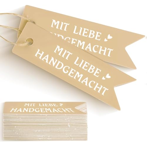100 StüCk Mit Liebe Handgemacht Geschenk AnhäNger, Mit 10m Hanfseil, Ostern GeschenkanhäNger Flaschenetiketten Etiketten AnhäNger GeschenkanhäNger Kraftpapier Frohe von FeiOne