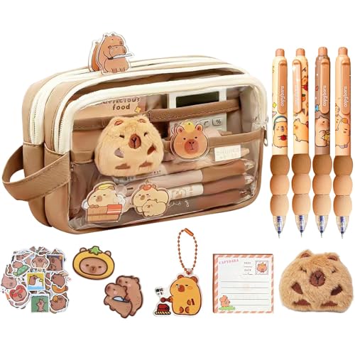 FeiOne 5-teiliges Capybara Sachen Set, Capybara Stifte und Federmäppchen, 4 radierbare 0,5 mm Kugelschreiber mit 1 Stoffetui, Notizblock und Accessoires, Ideal für Schule und Büro FeiOne 5-teiliges Capybara Sachen Set, Capybara Stifte und Federmäppchen, 4 radierbare 0,5 mm Kugelschreiber mit 1 Stoffetui, Notizblock und Accessoires, Ideal für Schule und Büro von FeiOne