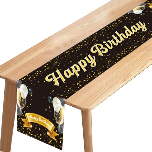 Feione TischläUfer Geburtstag(180 X 35 cm), Tischdecke Geburtstag, Geburtstagsdeko Mann, Geeignet FüR Die Kinder Geburtstags Party Deko Von Jungen Und MäDchen (Schwarzes Gold) von FeiOne
