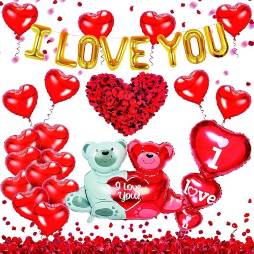 Will You Be My Girlfriend, Valentinstag Deko Set, 20er Pack Valentinstagsballons mit 500 Stück Rosenblätter, Heiratsantrag Deko, I LOVE YOU Ballons, Herz Luftballon, Romantische Valentines Day Deco Will You Be My Girlfriend, Valentinstag Deko Set, 20er Pack Valentinstagsballons mit 500 Stück Rosenblätter, Heiratsantrag Deko, I LOVE YOU Ballons, Herz Luftballon, Romantische Valentines Day Deco von FeiOne