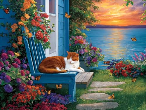 Diamond Painting Blume Diamant Painting Bilder Erwachsene Katze Diamant Malere, DIY 5D Strass Stickerei Kreuzstich Mosaikherstellung Basteln für Deko Wohnzimmer, Geschenke für Frauen 40x30 cm F0-613 von FeiPride