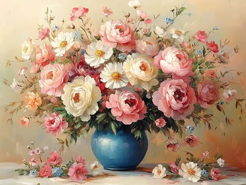Diamond Painting Blume Diamant Painting Bilder Erwachsene Pfingstrose Diamant Malere Set, DIY 5D Strass Stickerei Kreuzstich Crystal Art für Deko Wohnzimmer, Geschenke für Frauen 100x75 cm F0-325 von FeiPride