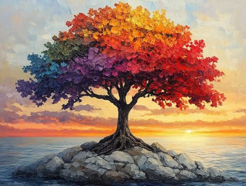Diamond Painting Erwachsene Baum Diamant Painting Bilder Landschaft, 5D Diamond Art Basteln Mädchen 8 Jahre, DIY Stickerei Kreuzstich Diamant Malere Set für Zimmer Deko Geschenke 100x75 cm F0-326 von FeiPride