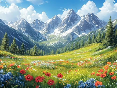 Diamond Painting Erwachsene Berg Diamant Painting Bilder Landschaft, 5D Diamond Art Basteln Mädchen 8 Jahre, DIY Stickerei Kreuzstich Diamant Malere Set für Zimmer Deko Geschenke 100x75 cm F0-318 von FeiPride