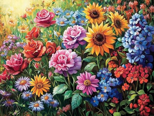 Diamond Painting Erwachsene Blume Diamant Painting Bilder Farbe, 5D Diamond Art Basteln Mädchen 8 Jahre, DIY Crystal Stickerei Kreuzstich Diamant Malere für Zimmer Deko Geschenke 100x75 cm F0-290 von FeiPride
