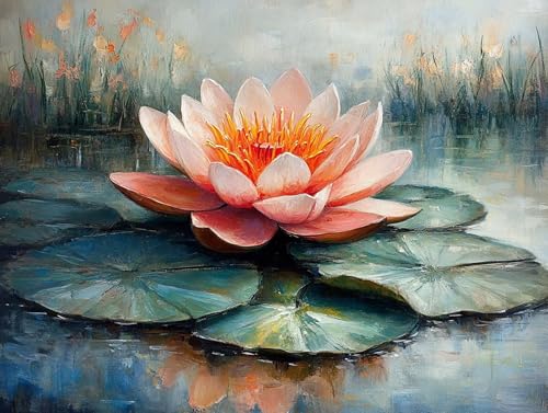 Diamond Painting Erwachsene Blume Diamant Painting Bilder Lotus, 5D Diamond Art Basteln Mädchen 8 Jahre, DIY Stickerei Kreuzstich Diamant Malere für Zimmer Deko, Geschenke für Frauen 40x30 cm F0-490 von FeiPride