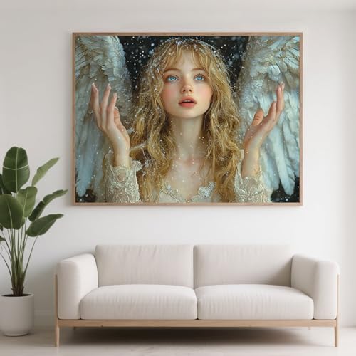 Diamond Painting Erwachsene Engel Diamant Painting Bilder Frau, 5D Diamond Art Basteln Mädchen 8 Jahre, DIY Stickerei Kreuzstich Diamant Malere für Zimmer Deko, Geschenke für Frauen 60x45 cm F0-492 von FeiPride