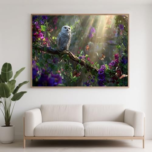 Diamond Painting Erwachsene Eule Diamant Painting Bilder Schmetterling, 5D Diamond Art Basteln Mädchen 8 Jahre, DIY Crystal Art Stickerei Kreuzstich Diamant Malere für Zimmer Deko 70x50 cm F0-612 von FeiPride