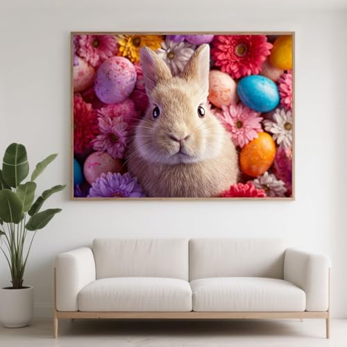 Diamond Painting Erwachsene Kaninchen Diamant Painting Bilder Blume, 5D Diamond Art Basteln Mädchen 8 Jahre, DIY Crystal Stickerei Kreuzstich Diamant Malere für Zimmer Deko Geschenke 60x45 cm F0-604 von FeiPride