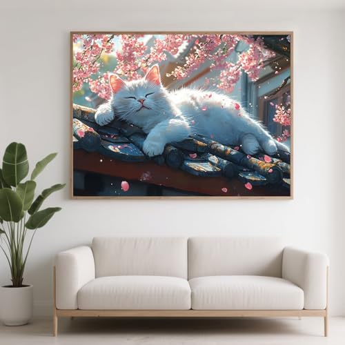 Diamond Painting Erwachsene Katze Diamant Painting Bilder Tier, 5D Diamond Art Basteln Mädchen 8 Jahre, DIY Stickerei Kreuzstich Diamant Malere für Zimmer Deko, Geschenke für Frauen 100x75 cm F0-304 von FeiPride