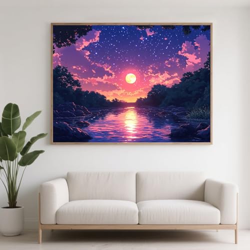 Diamond Painting Erwachsene Mond Diamant Painting Bilder See, 5D Diamond Art Basteln Mädchen 8 Jahre, DIY Stickerei Kreuzstich Diamant Malere für Zimmer Deko, Geschenke für Frauen 80x60 cm F0-384 Diamond Painting Erwachsene Mond Diamant Painting Bilder See, 5D Diamond Art Basteln Mädchen 8 Jahre, DIY Stickerei Kreuzstich Diamant Malere für Zimmer Deko, Geschenke für Frauen 80x60 cm F0-384 von FeiPride