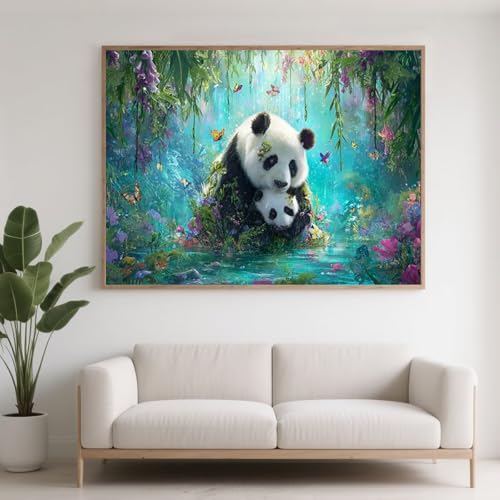 Diamond Painting Erwachsene Panda Diamant Painting Bilder Schmetterling, 5D Diamond Art Basteln Mädchen 8 Jahre, DIY Crystal Art Stickerei Kreuzstich Diamant Malere für Zimmer Deko 90x70 cm F0-616 von FeiPride