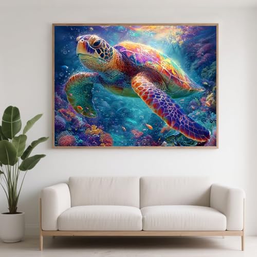 Diamond Painting Erwachsene Schildkröte Diamant Painting Bilder Tier, 5D Diamond Art Basteln Mädchen 8 Jahre, DIY Stickerei Kreuzstich Diamant Malere Set für Zimmer Deko Geschenke 90x70 cm F0-588 von FeiPride