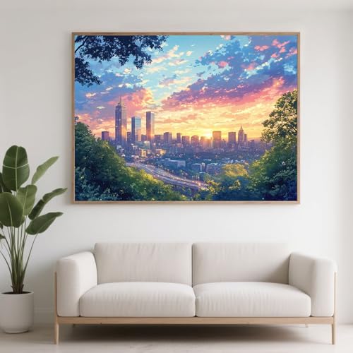Diamond Painting Erwachsene Stadt Diamant Painting Bilder Landschaft, 5D Diamond Art Basteln Mädchen 8 Jahre, DIY Stickerei Kreuzstich Diamant Malere Set für Zimmer Deko Geschenke 100x75 cm F0-320 von FeiPride