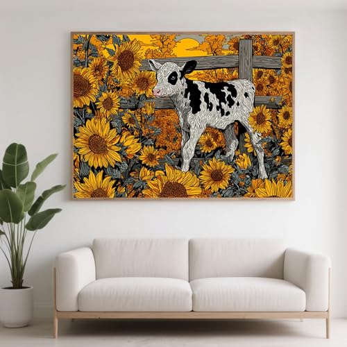 Diamond Painting Erwachsene Tier Diamant Painting Bilder Blume, 5D Diamond Art Basteln Mädchen 8 Jahre, DIY Stickerei Kreuzstich Diamant Malere für Zimmer Deko, Geschenke für Frauen 70x50 cm F0-596 von FeiPride