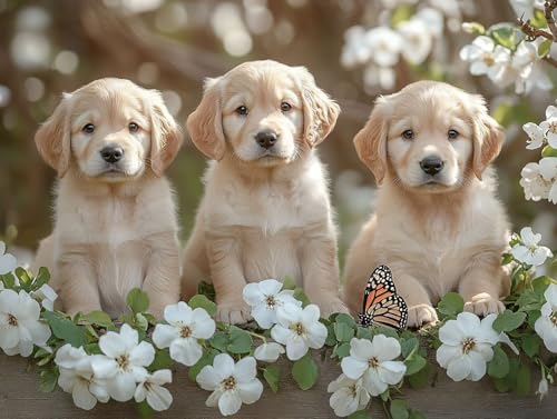 Diamond Painting Erwachsene Tier Diamant Painting Bilder Hund, 5D Diamond Art Basteln Mädchen 8 Jahre, DIY Stickerei Kreuzstich Diamant Malere für Zimmer Deko, Geschenke für Frauen 80x60 cm F0-374 von FeiPride