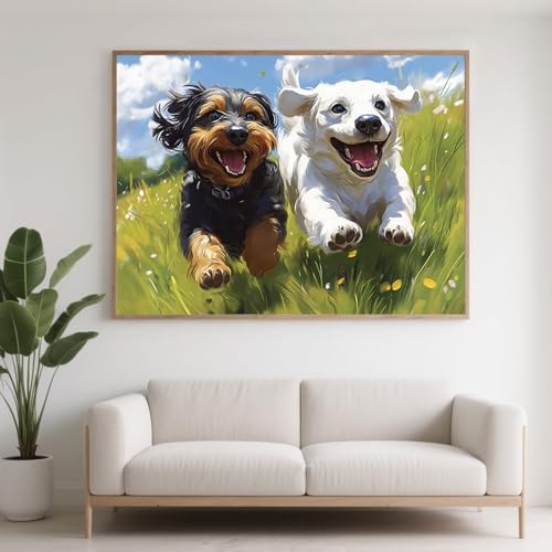 Diamond Painting Erwachsene Tier Diamant Painting Bilder Hund, 5D Diamond Art Basteln Mädchen 8 Jahre, DIY Stickerei Kreuzstich Diamant Malere für Zimmer Deko, Geschenke für Frauen 80x60 cm F0-480 von FeiPride
