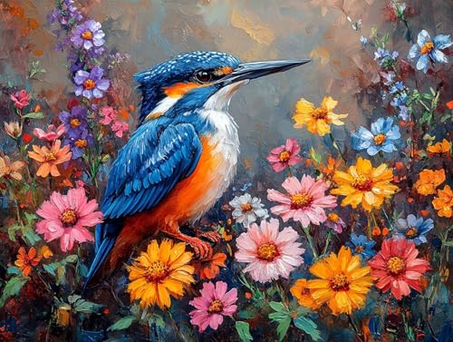 Diamond Painting Erwachsene Vogel Diamant Painting Bilder Blume, 5D Diamond Art Basteln Mädchen 8 Jahre, DIY Crystal Stickerei Kreuzstich Diamant Malere für Zimmer Deko Geschenke 100x75 cm F0-302 von FeiPride