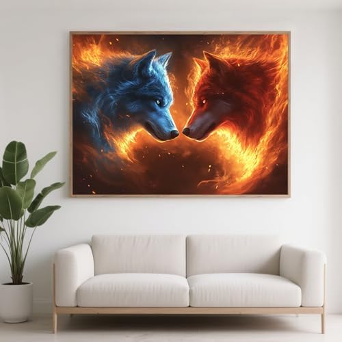 Diamond Painting Erwachsene Wolf Diamant Painting Bilder Tier, 5D Diamond Art Basteln Mädchen 8 Jahre, DIY Stickerei Kreuzstich Diamant Malere für Zimmer Deko, Geschenke für Frauen 50x40 cm F0-484 von FeiPride