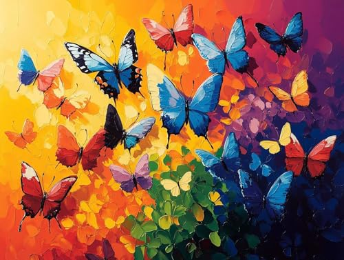 Diamond Painting Farbe Diamant Painting Bilder Erwachsene Schmetterling Diamant Malere Set, DIY 5D Strass Stickerei Kreuzstich Crystal Art für Deko Wohnzimmer, Geschenke für Frauen 100x75 cm F0-291 von FeiPride
