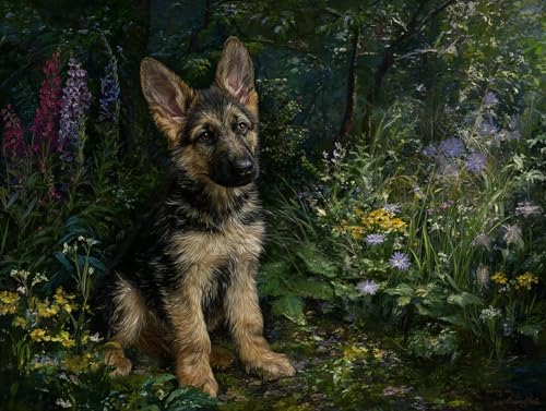 Diamond Painting Hund Diamant Painting Bilder Erwachsene Tier Diamant Malere, DIY 5D Strass Stickerei Kreuzstich Mosaikherstellung Basteln für Deko Wohnzimmer, Geschenke für Frauen 60x45 cm F0-593 von FeiPride