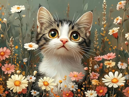 Diamond Painting Katze Diamant Painting Bilder Erwachsene Blume Diamant Malere, DIY 5D Strass Stickerei Kreuzstich Mosaikherstellung Basteln für Deko Wohnzimmer, Geschenke für Frauen 80x60 cm F0-373 Diamond Painting Katze Diamant Painting Bilder Erwachsene Blume Diamant Malere, DIY 5D Strass Stickerei Kreuzstich Mosaikherstellung Basteln für Deko Wohnzimmer, Geschenke für Frauen 80x60 cm F0-373 von FeiPride
